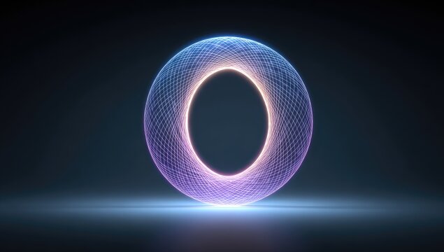 Luminous ring with intricate web pattern on a dark background