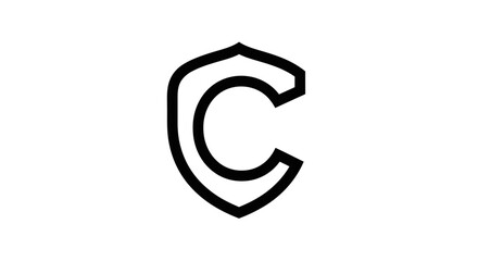 Black shield outline icon representing protection and the letter C