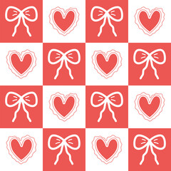 Valentine day valentine seamless pattern with hearts  and bow design for fabric, cotton, wallpaper, satin all types of print textile and background	