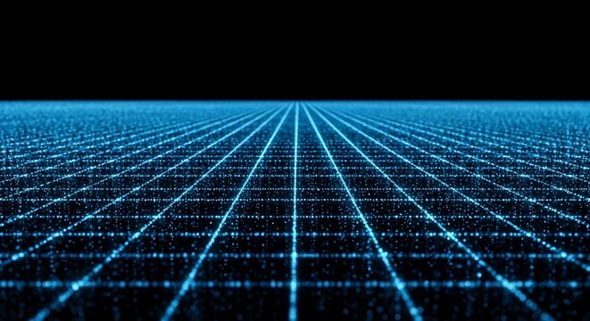 Abstract Blue Digital Grid with Particles Perfect for Technology Concepts - Powered by Adobe