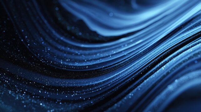 Dark blue abstract background with flowing patterns and shimmering particles creating a seamless looping visual experience