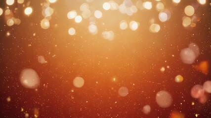 Falling autumn maple leaves with golden festive bokeh lights and orange glow background - Powered by Adobe