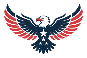 Obraz premium Eagle with american flag, patriotic vector illustration