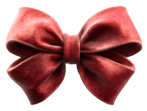 Red bow isolated on transparent or white background, png - Powered by Adobe