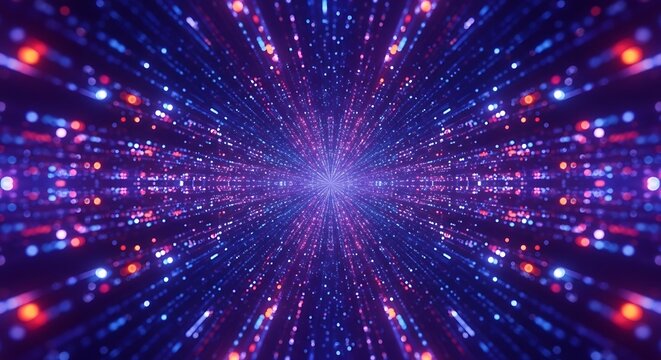 Futuristic abstract background with glowing neon lights and data streams