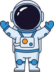 Cartoon Astronaut Celebrating in Space Suit