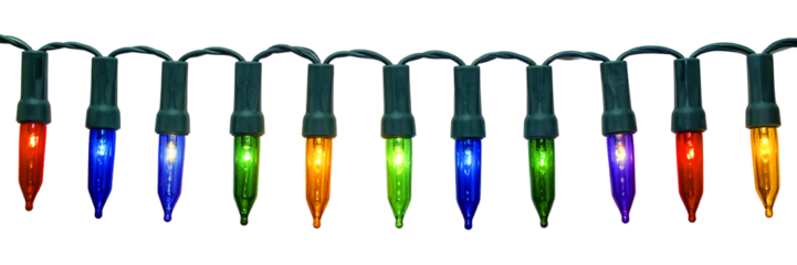 Colorful Christmas lights isolated on transparent background