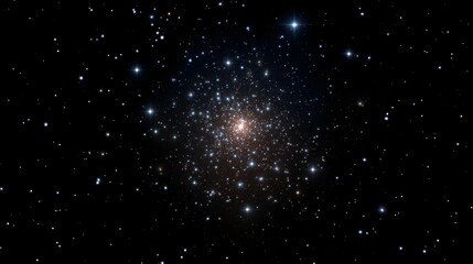 A densely packed cluster of bright stars illuminates the vast dark expanse of deep space