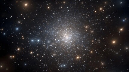 A dense luminous star cluster illuminates the deep dark expanse of space with its myriad of glowing celestial bodies