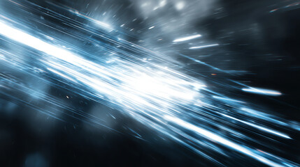 A dynamic burst of light representing technology's fast-paced evolution, illuminating the dark background with energy.