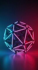 A vibrant, illuminated pentagonal shape rendered in a futuristic 3D style, symbolizing connection, progress, and innovative solutions within complex systems ,strength ,vision ,vibrant