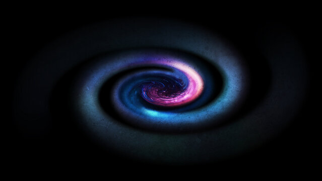 Hypnotic swirling galaxy vortex abstract background with vibrant blue and purple colors creating a mesmerizing cosmic spiral