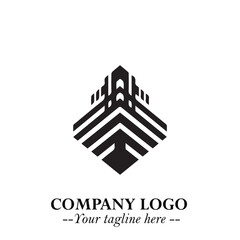 Building Logo Symbol in Black on the White Background with Modern Minimal Architecture Design
