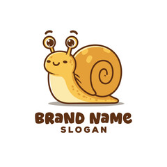 Animated snail emblem cute character brand element
