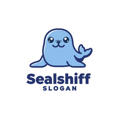 Friendly Cartoon Seal logo Sealshiff  Slogan text