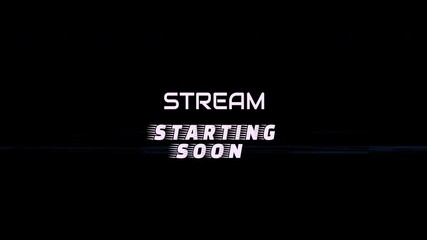4k stock | Stream starting soon in white futuristic text on a black background. For online streaming platforms and social media promotion graphics.