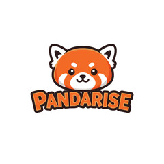 PandaRise Adorable red panda mascot logo