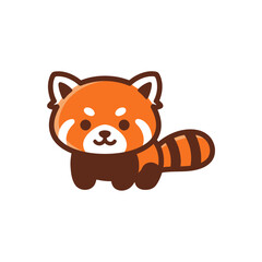 Adorable red panda with striped tail