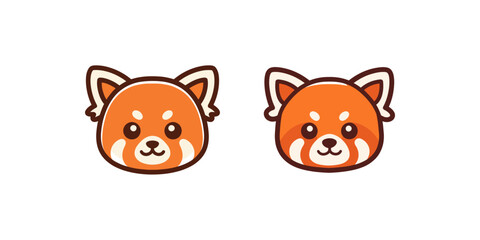 Red panda pair cartoon faces