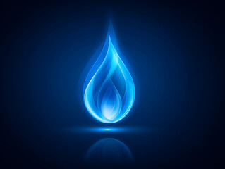Modern flat vector of blue flame with dark and light blue color palette, simple solid background, high quality cartoon design, minimal illustration symbolizing heat, burn, and energy concepts