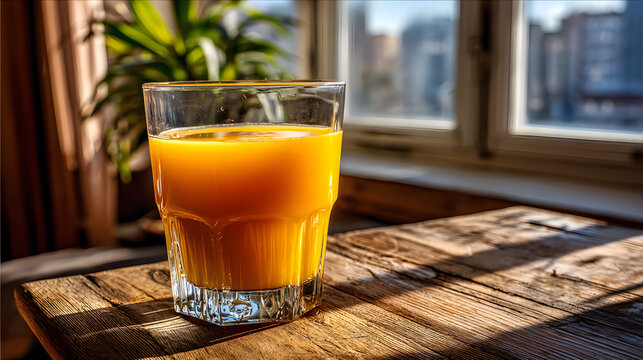 GlassOfOrangeJuiceByWindow