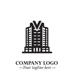 Building Logo Symbol in Black on the White Background with Modern Minimal Architecture Design