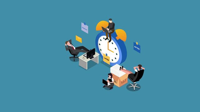 Isometric Security Turnstiles with Business People Waiting in Line for Access and Identity Verification 3d animation cartoon