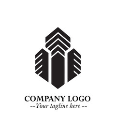 Building Logo Symbol in Black on the White Background with Modern Minimal Architecture Design