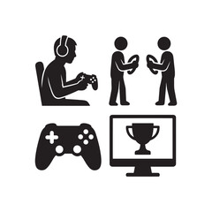 Gaming and eSports Vector Icons | Gamer Lifestyle, Console, and Online Tournament Illustration