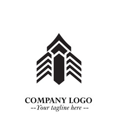 Building Logo Symbol in Black on the White Background with Modern Minimal Architecture Design