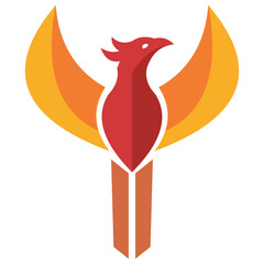 Majestic Golden Phoenix Logo with Wide Wings, Luxury, Victory, and Success Vector Icon