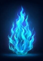 Blue flame vector illustration in flat style with dark and light blue tones, solid color background, minimal cartoon details, simple design, high resolution, clean and modern concept for energy 