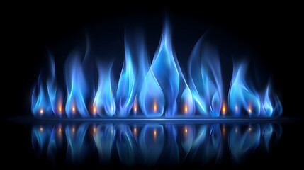 Blue flame vector illustration in flat style with dark and light blue tones, solid color background, minimal cartoon details, simple design, high resolution, clean and modern concept for energy 