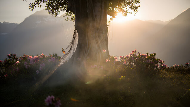 sunrise in the forest