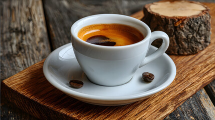 Espresso Coffee in White Cup