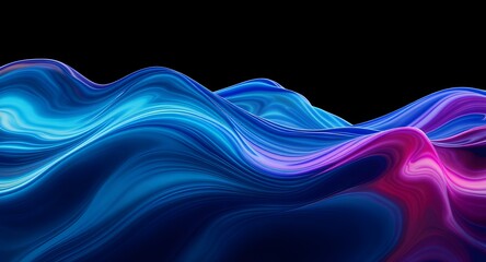 Fototapeta premium Ultra realistic abstract liquid art in turquoise blue and purple on black background
