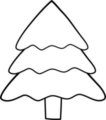 Doodle Christmas Tree Line Art Illustration