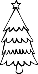 Doodle Christmas Tree Line Art Illustration