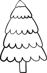 Doodle Christmas Tree Line Art Illustration