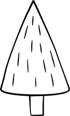 Doodle Christmas Tree Line Art Illustration