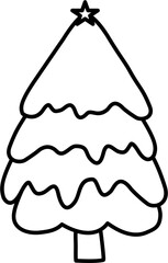 Doodle Christmas Tree Line Art Illustration