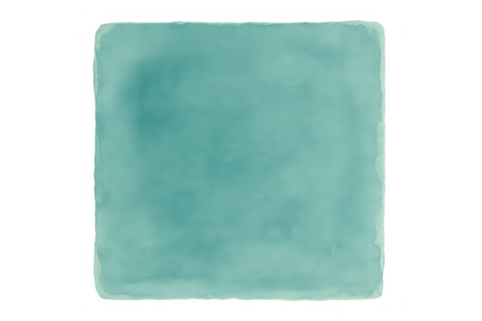 Teal watercolor rectangle with a textured background, showcasing gently curved hand-painted edges. The background is transparent - Powered by Adobe