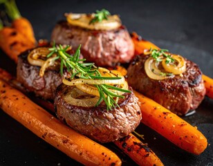 Beef tenderloin with roasted carrots