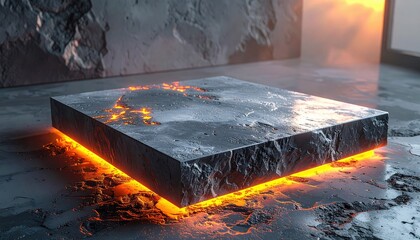 Square slab glowing on rocky floor