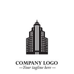 Building Logo Symbol in Black on the White Background with Modern Minimal Architecture Design