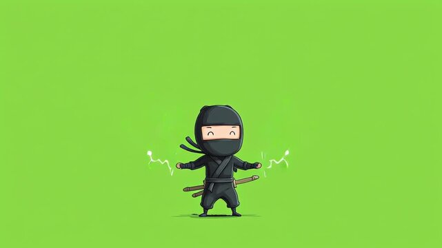 Charming ninja sprite expertly dodges smoke clouds with bright sparks flying, a dynamic action scene