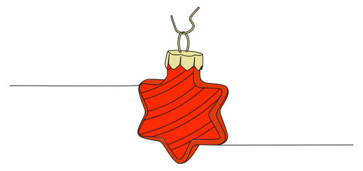 Continuous Line Drawing of Star Christmas Ornament