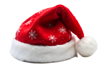 Christmas Theme Santa Claus Cap with Snowflake and Tree Illustration