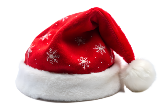 Christmas Theme Santa Claus Cap with Snowflake and Tree Illustration