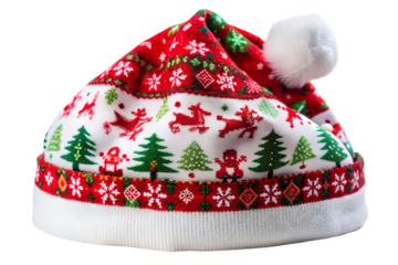 Holiday Decoration Santa Hat Cap with Christmas Theme for Winter Festival